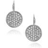 Vince Camuto Silver-Tone Pave Circle Lever Back Earrings