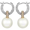 Vince Camuto Two-Tone Mini Hoop Imitation Pearl Dangle Earrings