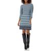 Vince Camuto Women’s Casual Stretch Printed Dress(Blue)