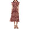 Vince Camuto Women’s Casual Tiered Skirt Printed Dress(Berry)