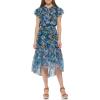 Vince Camuto Women’s Casual Tiered Skirt Printed Dress(Blue)