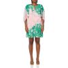 Vince Camuto Women’s Chiffon Sleeve Keyhole Shift Mini Dress(Green Multi)
