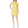 Vince Camuto Women’s Chiffon Tie Front Float with Short Ruffle Sleeve(Yellow)