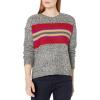 Vince Camuto Women’s Colorblock Fairisle Crewneck Sweater(Tulip Red)
