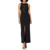 Vince Camuto Women’s Crepe Sleeveless Gown with Embelishment(Black)