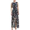 Vince Camuto Women’s Floral Chiffon Ruffle Maxi(Navy)