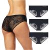Vince Camuto Women’s Hipster Underwear, Soft Seamless Lace, Breathable Ladies Panties, 3/6 Pack, Ropa Interior de Mujer(Black (3pk))