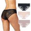 Vince Camuto Women’s Hipster Underwear, Soft Seamless Lace, Breathable Ladies Panties, 3/6 Pack, Ropa Interior de Mujer(Black/Soft Violet/Taupe (3pk))