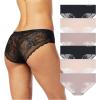 Vince Camuto Women’s Hipster Underwear, Soft Seamless Lace, Breathable Ladies Panties, 3/6 Pack, Ropa Interior de Mujer(Black/Soft Violet/Taupe (6pk))
