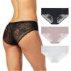 Vince Camuto Women’s Hipster Underwear, Soft Seamless Lace, Breathable Ladies Panties, 3/6 Pack, Ropa Interior de Mujer(Oyster/Taupe/Black (3pk))