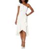 Vince Camuto Women’s One Shoulder Ruffle High Low Cocktail Dress(Ivory)