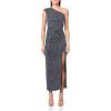 Vince Camuto Women’s One Shoulderfront Slit Metalic Knit Gown(Navy)