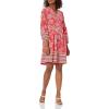 Vince Camuto Women’s Pebble Crepe Button Down Balloon Sleeve Shirtdress(Coral)