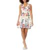 Vince Camuto Women’s Printed Scuba Fit and Flare Dress with Combo Godets(Ivory)