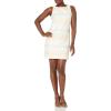 Vince Camuto Women’s Puff Sleeve Boat Neck Jaquard Mini Dress(Yellow)