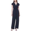 Vince Camuto Womens Short Sleeve V-neck Twist Front Summer Jumpsuit(Navy)