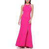 Vince Camuto Women’s Sleeveless Halter Cutout Front Slit Gown(Hot Pink)