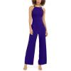 Vince Camuto Women’s Sleeveless High Square Neck Crepe Jumpsuit(Cobalt)
