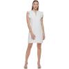 Vince Camuto Women’s Sleeveless Ruffle Hem V-Neck Shift Mini Dress(Ivory)