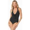 Vince Camuto Women’s Solid Tie Front Halter One Piece(Black)