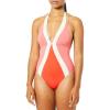 Vince Camuto Women’s Standard Halter one Piece Swimsuit with Colorblock, Ebb & Flow koi, 12
