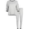 Vince Camuto Women’s Super Soft Hacci Long Sleeve and Pant Lounge Set, Heather Gray with Black Stripe Trim, Medium