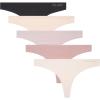 Vince Camuto Women’s Underwear, Breathable Seamless Thong, No Show Ladies Panties, 5 Pack(Rose Assorted (5 Pack))