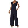 Vince Camuto womens Bodice Double Lined Off-the-shoulder Jumpsuit(Navy)