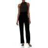 Vince Camuto womens Chiffon and Velvet Jumpsuit(Black)