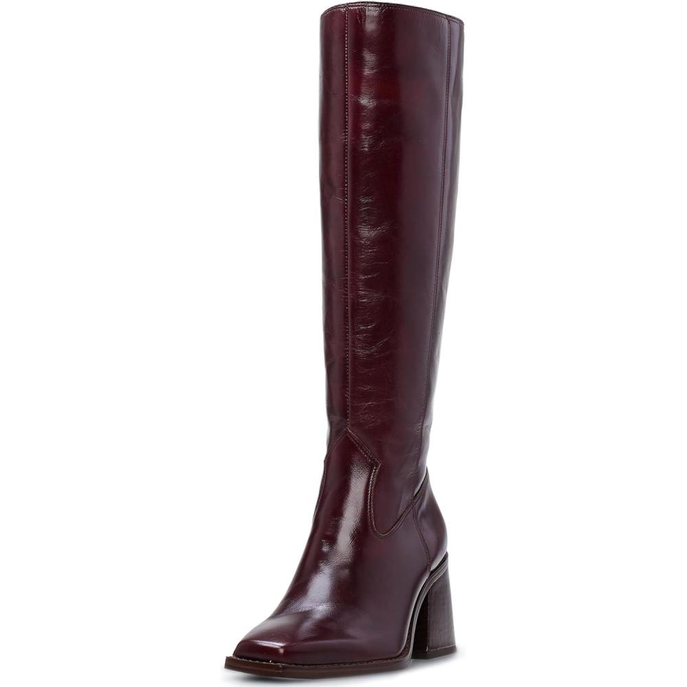 imageVince Camuto Womens Sangeti Stacked Heel Knee High Boot FashionDark Mahogany