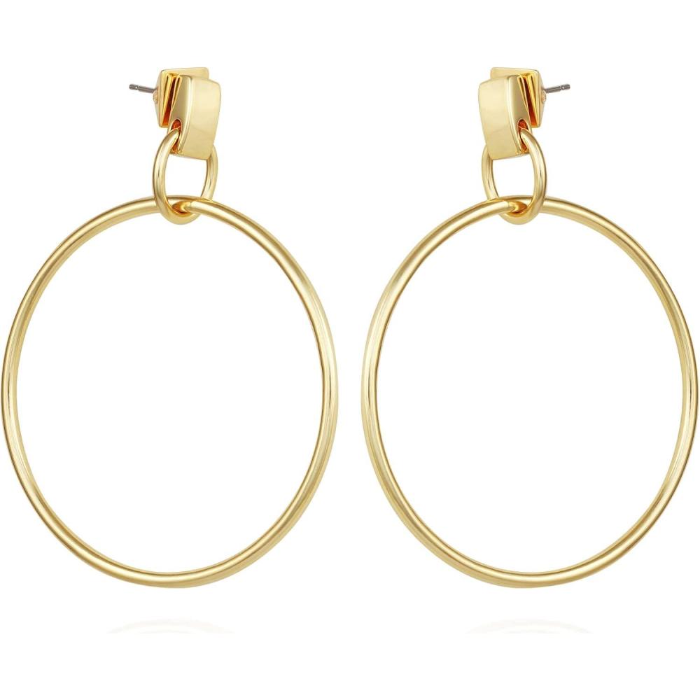imageVince Camuto Gold Tone Drop Dangle Hoop Earrings For Women