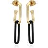 Vince Camuto Goldtone and Black Drop Dangle Link Earrings