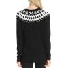 Vince Camuto Women’s Long Sleeve Embellished Yoke Jacquard Stitch Sweater(Rich Black)