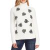 Vince Camuto Women’s Heart Embellished Turtleneck Sweater(Antique White)