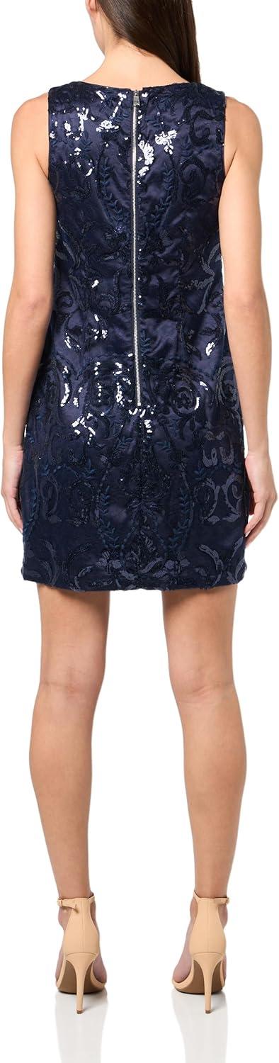 imageVince Camuto Womens Sleeveless Boat Neck Sequin Shift DressNavy