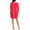 Vince Camuto Women’s Cap Overlay Boat Neck Chiffon Mini Dress(Cherry)