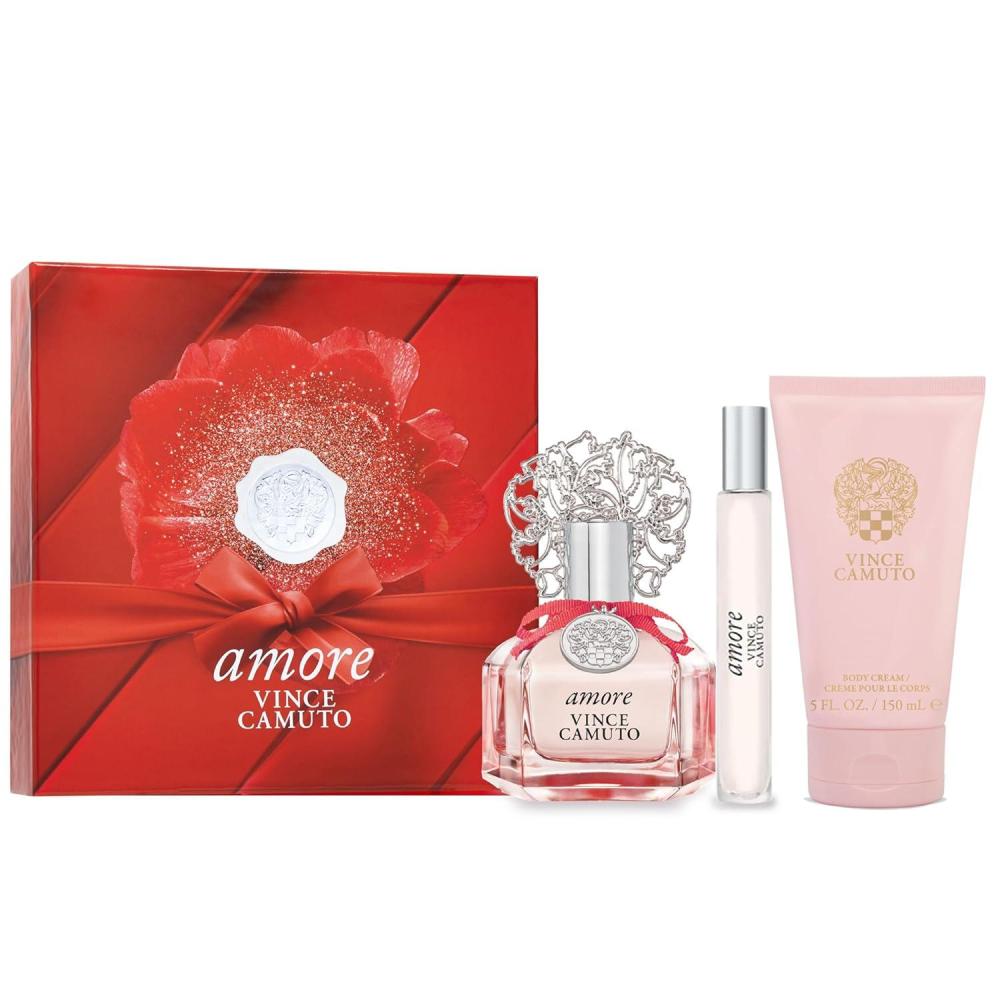 imageVince Camuto Amore Eau de Parfum Spray Perfume for Women Floriental Fruity Scent Notes of Sparkling Clementine Ice Bergamot ampamp Sandalwood Long Lasting Sensual Fragrance3 PC Gift Set 2x EDP Body Cream