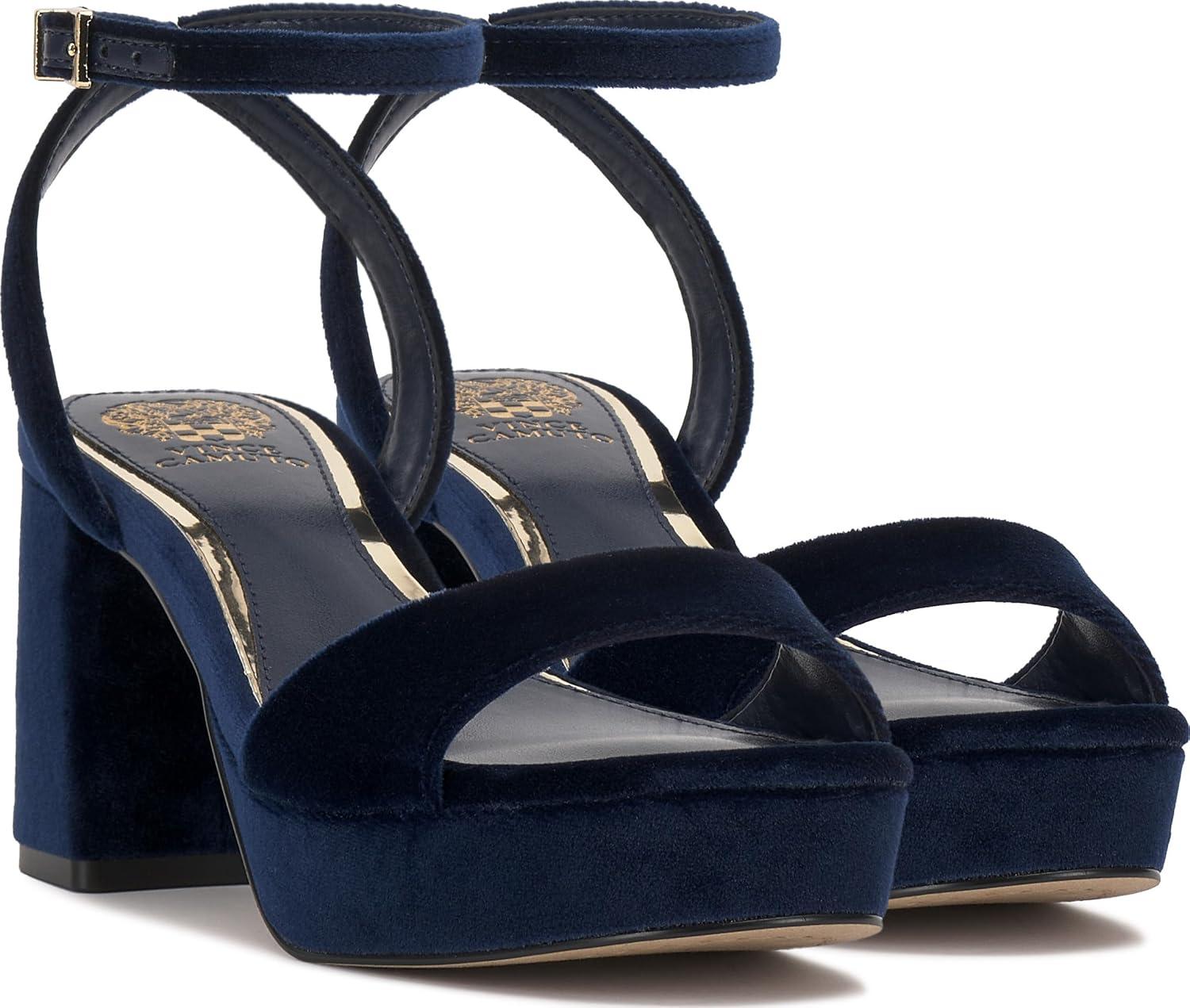 imageVince Camuto Womens Pendreya Platform Sandal WedgeDeep Navy Velvet
