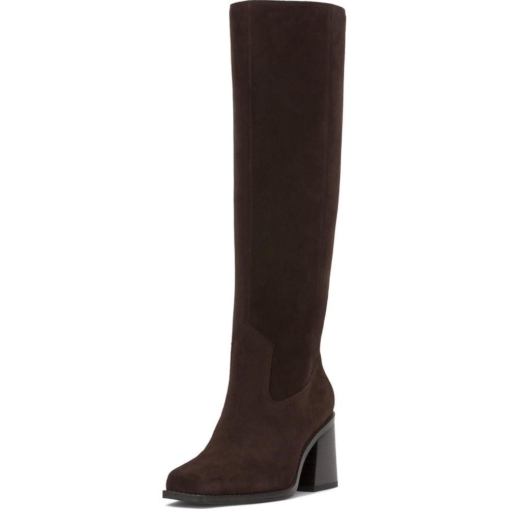 imageVince Camuto Womens Sangeti Stacked Heel Knee High Boot FashionBrownie Suede