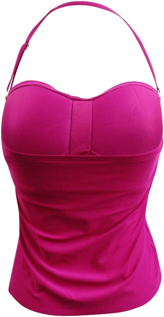 imageVince Camuto Womens Draped Bandini Top Swimsuit with Removable StrapsRaspberry