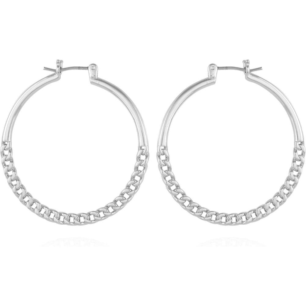 imageVince Camuto Silvertone Frozen Dual Link Hoop Earrings
