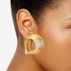 Vince Camuto Goldtone Crystal Glass Stone Hoop Clip On Earrings for Women