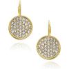 Vince Camuto Gold Tone Pave Circle Lever Back Earrings