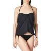 Vince Camuto Womens Draped Bandini Top Swimsuit with Removable Straps(Surf Shades Black)