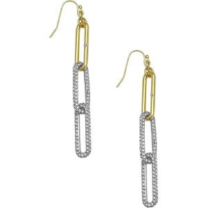 Vince Camuto Linear Pave Paper Clip Link Fish Hook Earrings