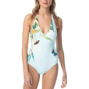Vince Camuto Women’s Standard Halter One Piece Swimsuit with Removable Soft Cups(Garden Paradise Mist)