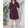Vince Camuto Womens Twist Knot Waist Midi Dress(Plum)