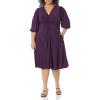 Vince Camuto Womens Twist Knot Waist Midi Dress(Plum)