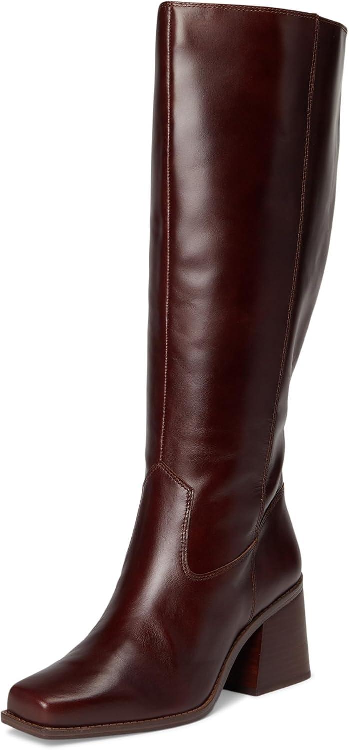 imageVince Camuto Womens Sangeti Stacked Heel Knee High Boot Fashion Dark Mahogany 7
