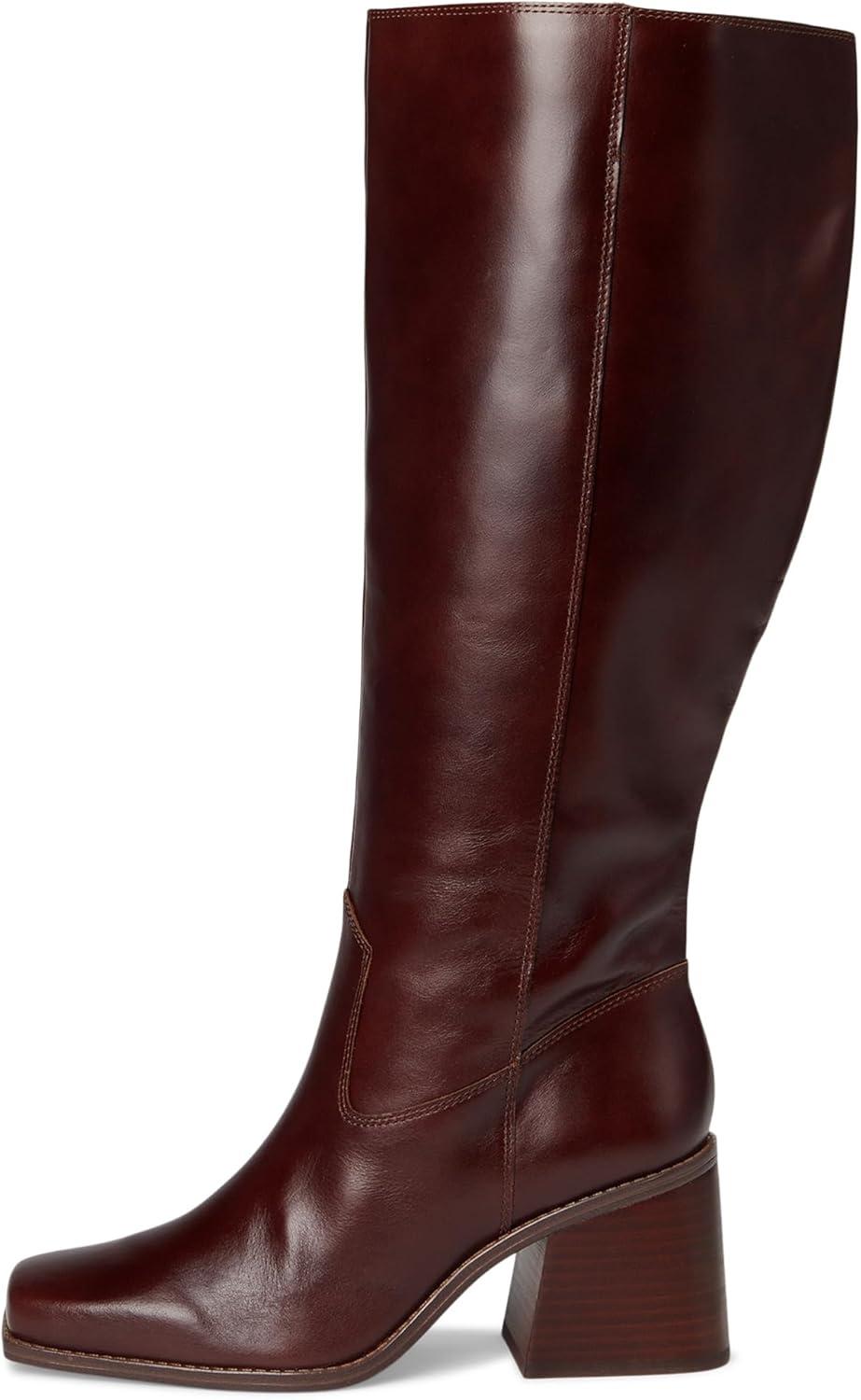 imageVince Camuto Womens Sangeti Stacked Heel Knee High Boot Fashion Dark Mahogany 7